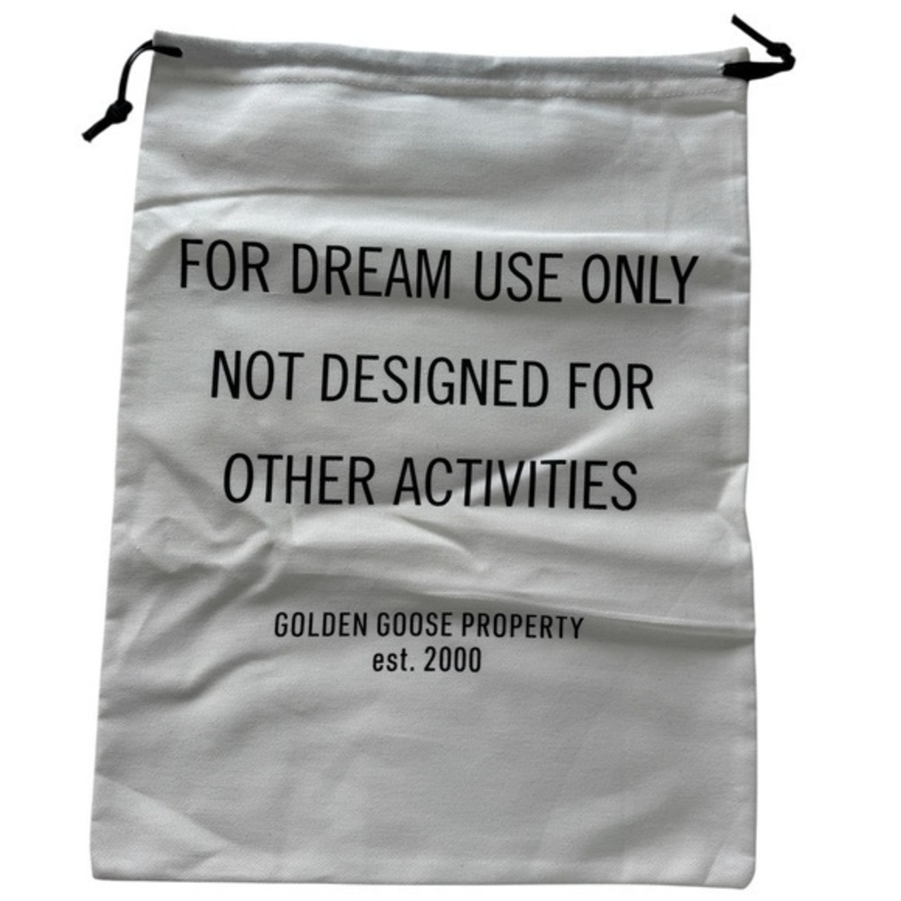 Golden Goose White Fabric with Black Text